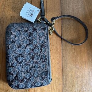 Coach Gray Sequin Wristlet